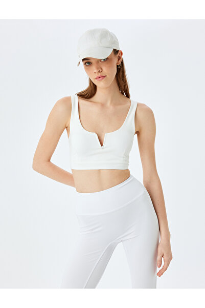 Koton Αθλητικό σουτιέν με λαιμόκοψη V, αμάνικο, λεπτή εφαρμογή