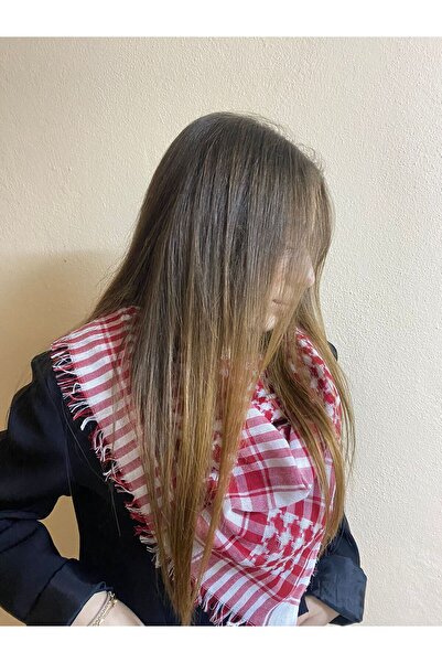 sema aksesuar Unisex Daily Use Cotton Large Size Puchi Shawl - Red and White Puffy Square Bag