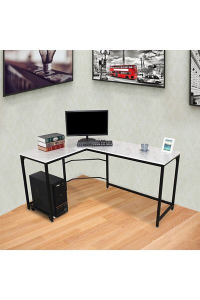 Moustache Reversible L-Shape Computer Desk with Base Unit Shelf