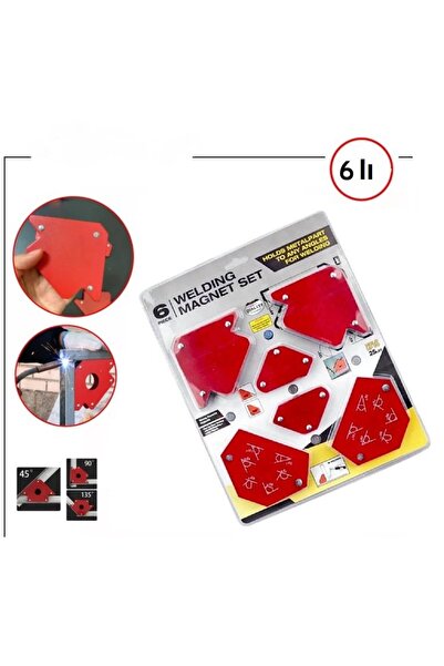 Hobialem 6'lı Set Manyetik Gönye Kaynak Tutucu Mıknatıs 6'lı Kaynak Gönyesi M...