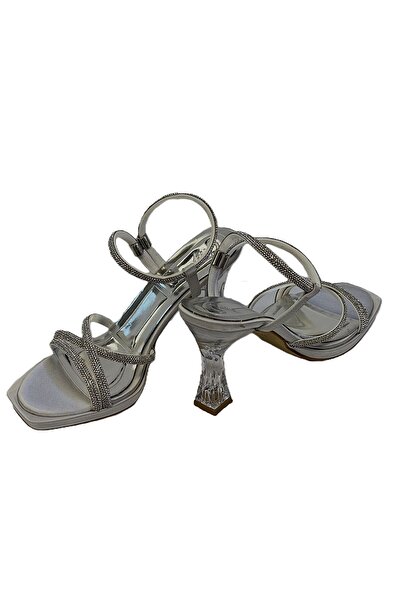 KAFKASLAR AYAKKABI KAFKASLAR ŞEFFAF KADEH TOPUK TAŞLI SATEN ÇAPRAZ ŞERİTLİ ABİYE AYAKKABI