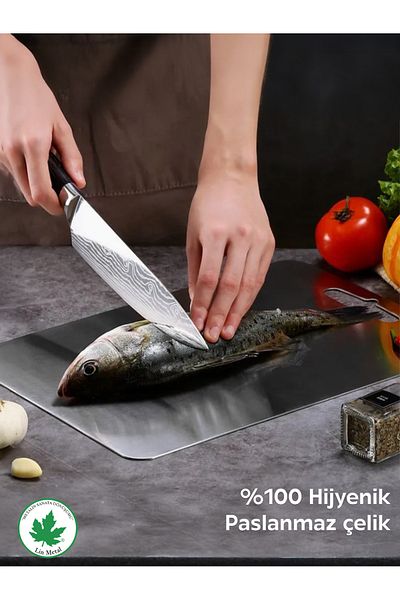 linmetal 304 Quality Stainless Steel Cutting Board - Antibacterial, Healthy Cutting Board