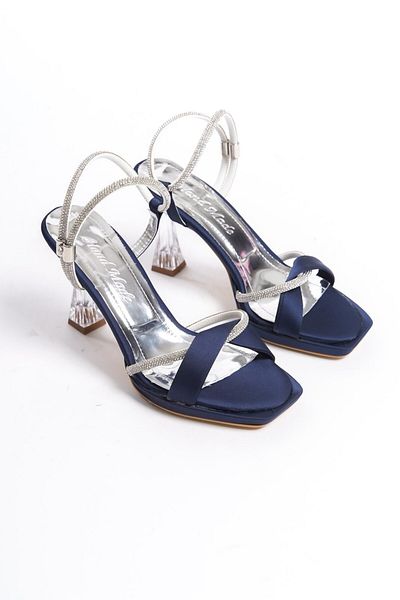 KAFKASLAR AYAKKABI Kafkaslar Transparent Kadeh Heel Stone Satin Evening Dress Shoes