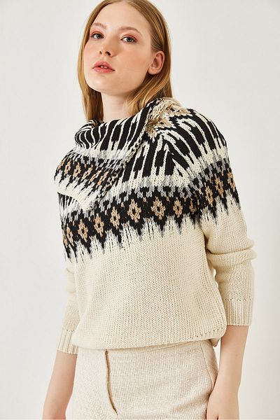 Bianco Lucci Women's Degaje Collar Knitwear Sweater 20247521