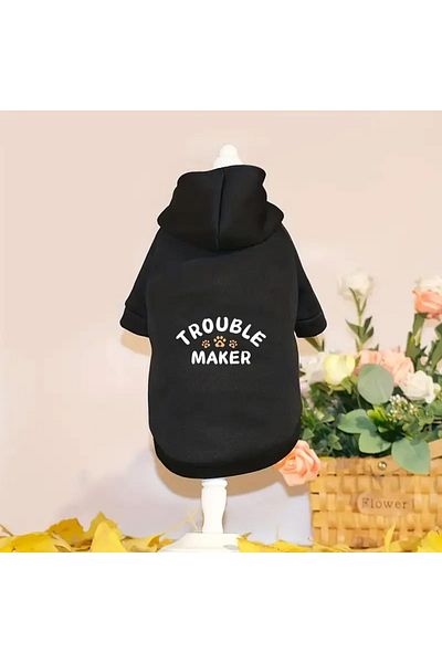 Lady Fify Black Hooded Sweatshirt for Cat Dog