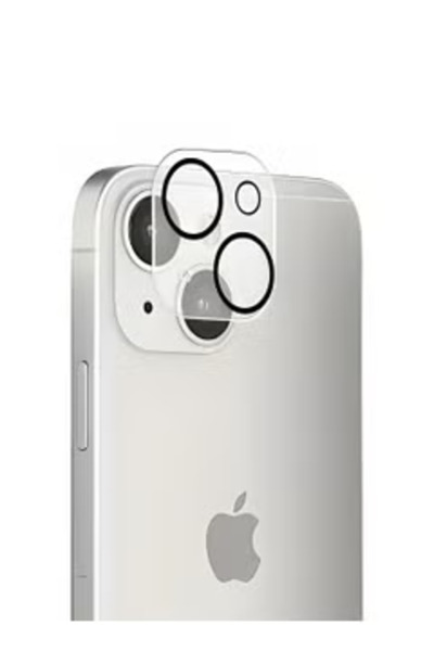 Primo Plus واقي عدسة الكاميرا الزجاجية لهاتف Apple iPhone 15 Plus شفاف - أسود