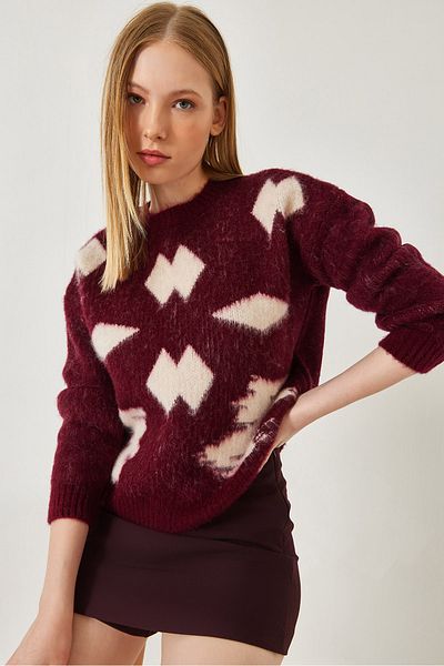 Bianco Lucci Pulover de damă din tricotaje jacquard cu șal 20246927