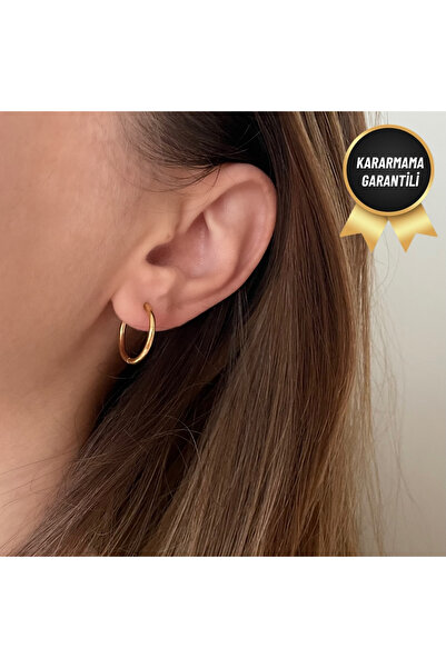 nerora Fine Small Steel Gold Plain Hoop Earrings