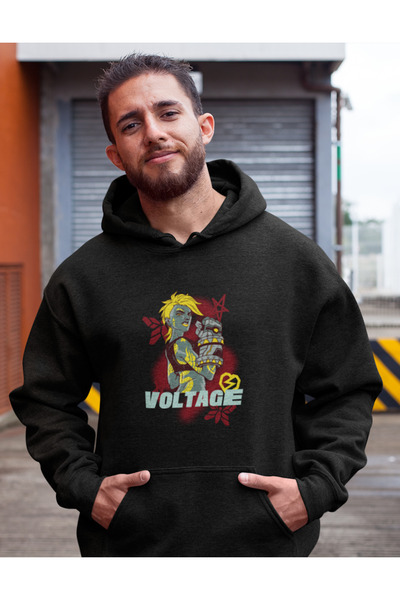 Tshirto VOLTAGE Φούτερ με κουκούλα με 3 κλωστές με στάμπα Navy Blue/Μπεζ/Μαύρ...