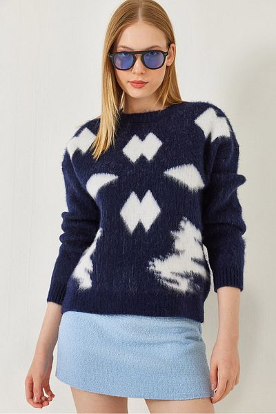 Bianco Lucci Raised Jacquard-Strickpullover für Damen 20246927