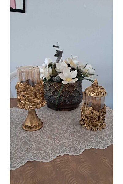 NARART Klasik Hediyelik Kuşlu Ikili Şamdan