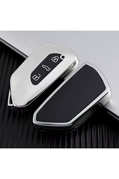 YıldızTuning Γυαλιστερό ασημί Cupra Ateca Συμβατό κάλυμμα θήκης κλειδιού - 20...