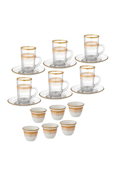 Dania 18-piece tea and coffee set with beautiful and elegant engravings