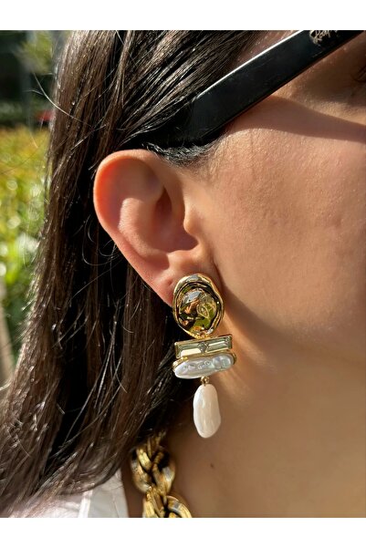 Harmony Aksesuar İnci Detay Sallantılı Küpe