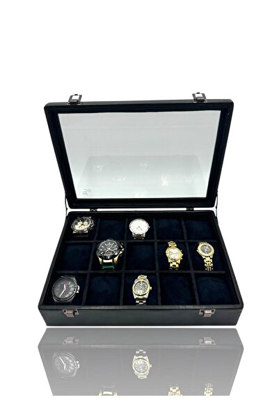 Dijital Çarşı Cutie pentru ceasuri Diji cu 15 locuri, albastru închis, crocodil