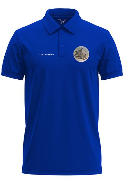 WİDİ Κυνήγι Widi Hunting Cuckoo Bird Printed 100% βαμβακερό μπλουζάκι Polo Blue με κανονική εφαρμογή