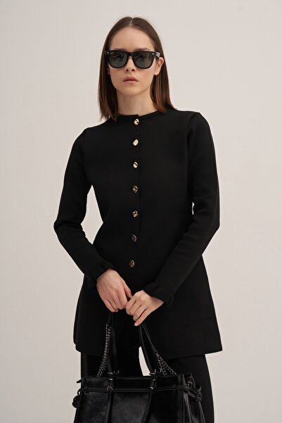 EBU Prive Kadın Premium Uzun Triko Hırka Siyah