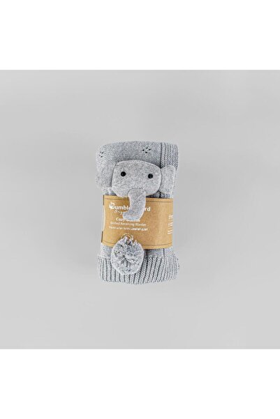 Bumble & Bird - Cozy Cocoon Knitted Blanket With Rattle - Grey