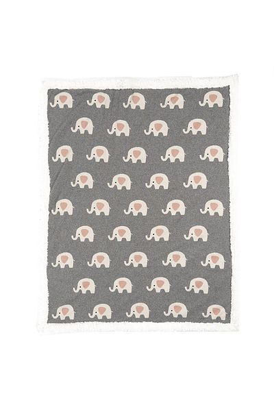 Bumble & Bird - Organic Cotton Blanket With Sherpa Back - Elephant