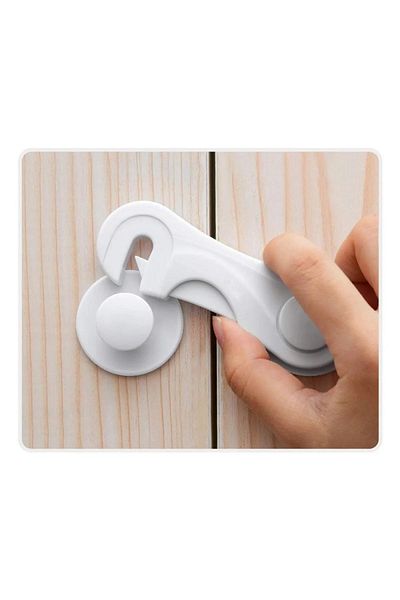Ely Baby 2 Pcs Child Baby Safety Multipurpose Lock Cabinet Door Drawer White Goods Safety