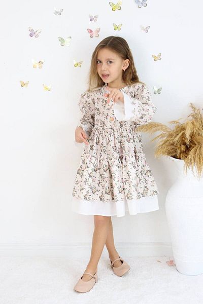 ARBİ kids Φόρεμα Eid για κορίτσια με λουλουδάτο σχέδιο από βαμβακερό υφαντό