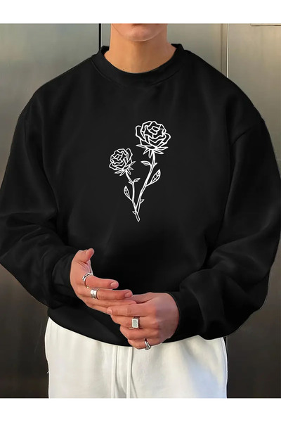 Lider Leather Hanorac imprimat cu gâtul în formă de O - Design elegant și con...