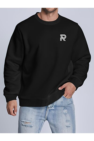 Lider Leather Hanorac imprimat cu gâtul în formă de O - Design elegant și con...