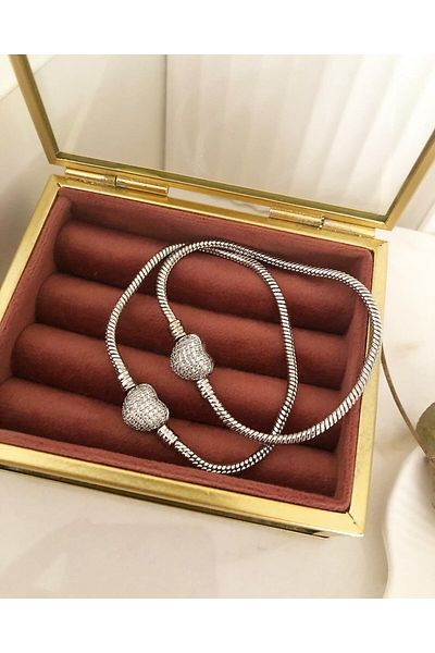 SAPHYRA Clip-On Snake Chain Pndr Charm Durable Stainless Steel Women's Bracelet 316L