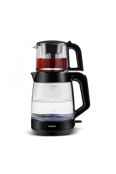 Karaca Glass Tea XL 2 in 1 Glas-Teemaschine Shiny Black