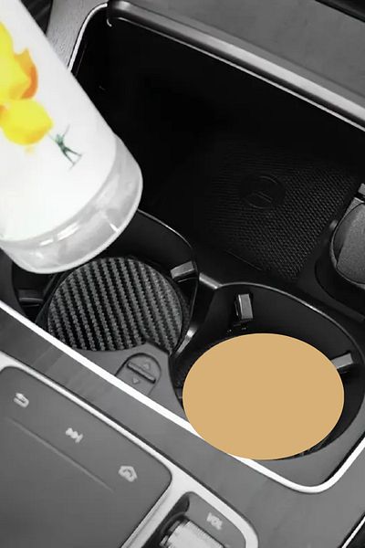 Arma House 2Pcs Black Leather Car Cup Pad - Universal Car Cup Pad with Non-Slip and Thermal Insulation