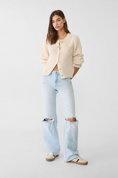 Stradivarius Knit cardigan with golden buttons