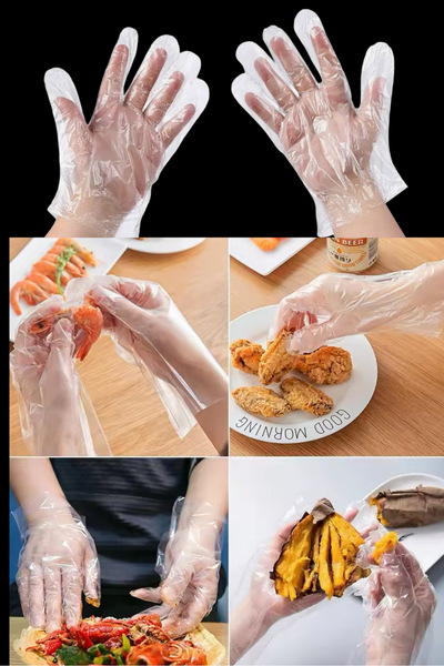 Özkan Ambalaj Temizlik 100 Adet Hijyenik Şeffaf Poşet Eldiven Kullan At Eldiv...