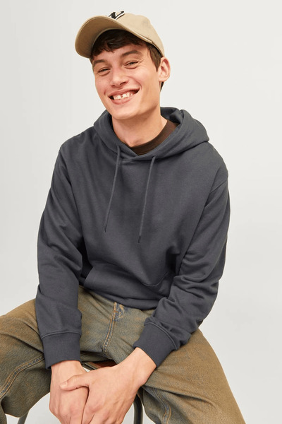 Jack & Jones Ανδρικό μαύρο φούτερ - Jack Jones Jjecharge Sweat Hood Noos, χρώμα Γκρι 12257852