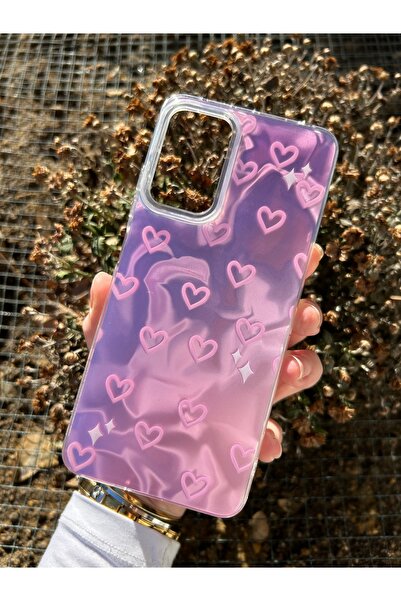 OVADA Samsung Galaxy A14  Uyumlu Kalp Desenli Hologramlı Kılıf