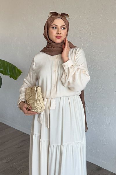 InStyle Belmando Ecru Dress with Belt