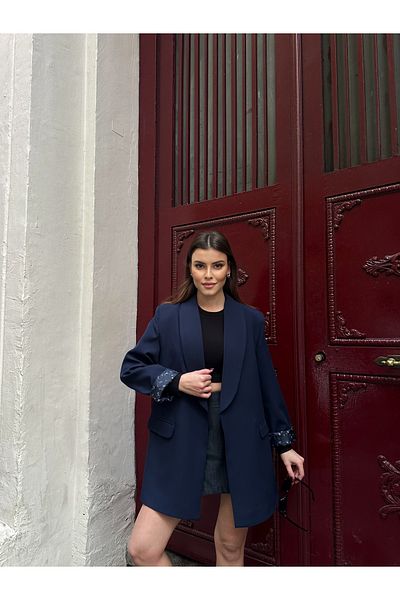 VESS MODA Γυναικείο μακρύ σακάκι με λεοπάρ φόδρα νέας σεζόν