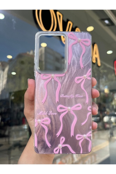 OVADA Xiaomi Redmi 13C Uyumlu İnci Ve Kurdele Desenli Hologramlı Kılıf