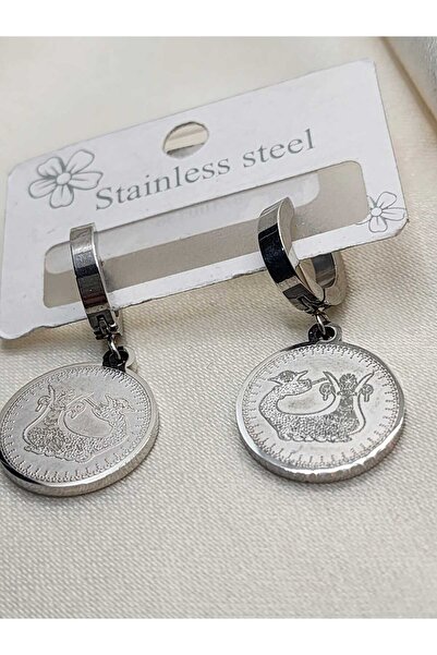 ZÜLİSCH Şahmeran Çelik Küpe Gümüş Renk Tılsımlı