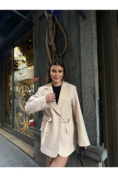 VESS MODA Γυναικείο μπουφάν με ζώνη νέας σεζόν με λεπτομέρειες