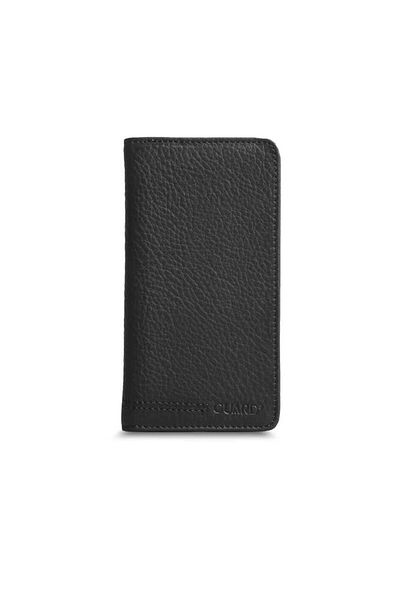 GUARD Black Genuine Leather Portfolio Wallet with Phone Port Men's / Women's P1419
