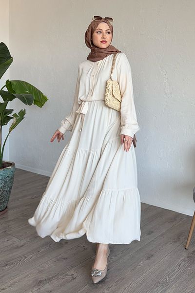 InStyle Belmando Ecru Dress with Belt