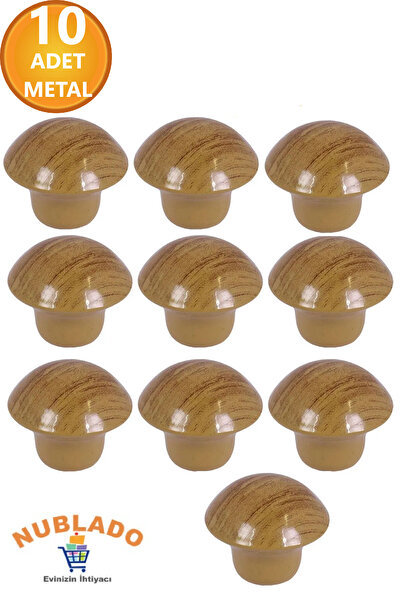 NUBLADO Mobilier Bucătărie Sertar Dulap Ușă Dulap Mâner Mâner Butoane Lemn de fag Ciupercă Buton Metal 10 Buc.