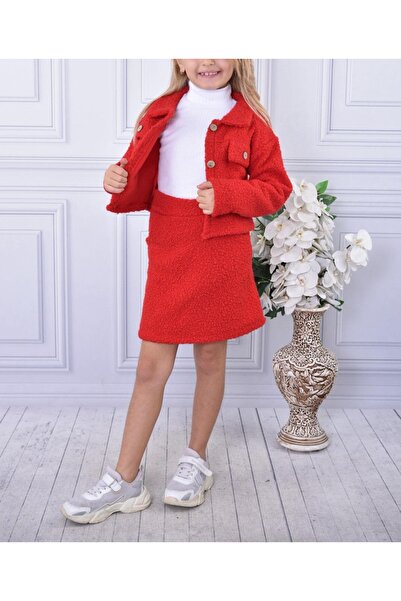zeykid Kız çocukları için crop gömlekli etekli buklet kumaş yarım boğaz badiy...