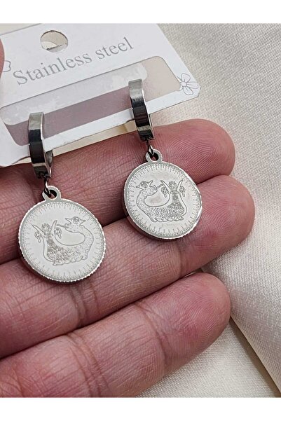 ZÜLİSCH Şahmeran Çelik Küpe Gümüş Renk Tılsımlı