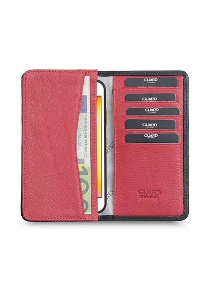 GUARD Black Genuine Leather Portfolio Wallet with Phone Port Men's / Women's P1419