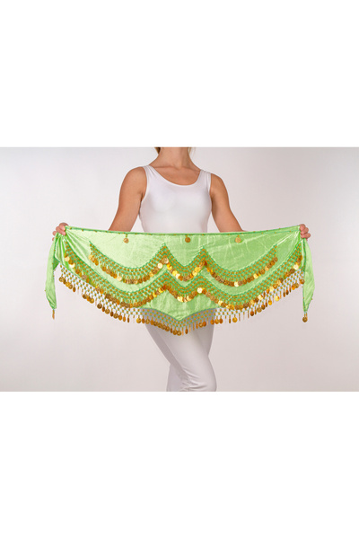 Armelit Şakira Kemeri Kına Roman Üçgen Yeşil Altın Oryantal Shakira Kemer