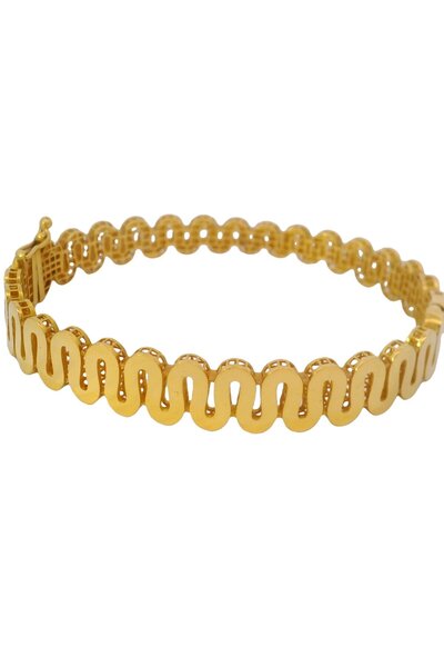 Altınöz Mücevherat Dalgalı Zik Zak Model Şık Ve Modern Sarı Altın Kelepçe Bilezik