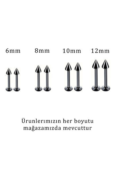 BEZO İkili Spike Ok Sivri Piercing 316L 100% Cerrahi Çelik Kulak Kıkırdak Tra...