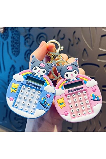 gaman 1 adet Kawali Rainbow Temalı Mini Hesap Makinesi, Çocuk İçin Arkası Labirent Oyunlu Anahtarlık