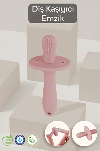 Meleni Baby Bebek Silikon Diş Kaşıyıcı Emzik - Bebek Diş Kaşıma Emziği Silikon Dişlik Pembe